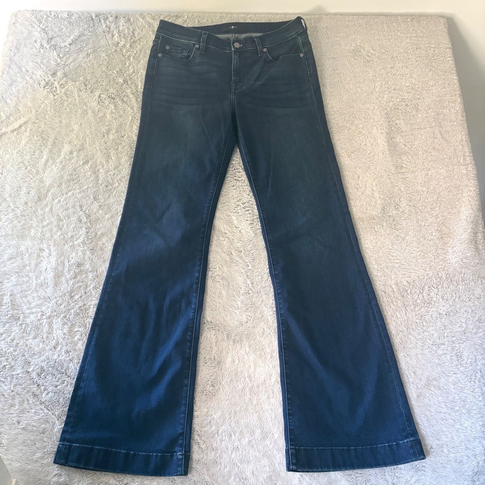 7 For All Mankind Dojo Flare Jeans Santiago  Dark Wash 30X33 Y2K Festival Boho